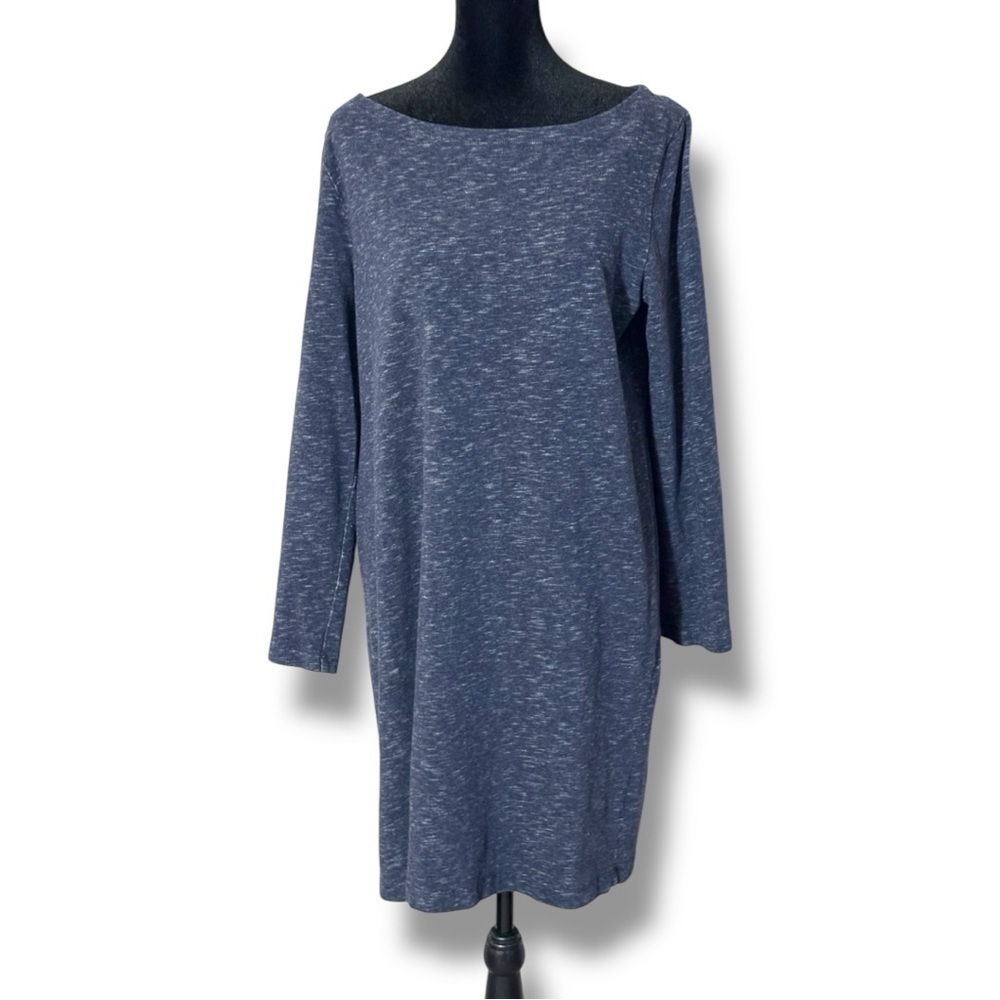 GAP Blue-Gray Sheath Knit Casual Mini Dress Straight Boat Neckline 3/4 Sleeves - Picture 1 of 15